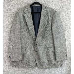 Vintage Taos Country Western Blazer Sport Coat Mens 48R Blue Tweed Woven Cowboy